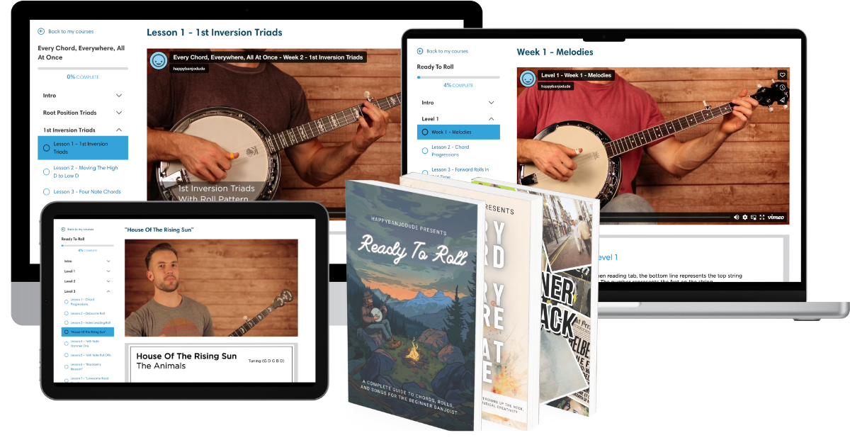 The Beginner Courses (Ready To Roll, Every Chord, Everywhere, All At Once, and Beginner Tab Pack)
